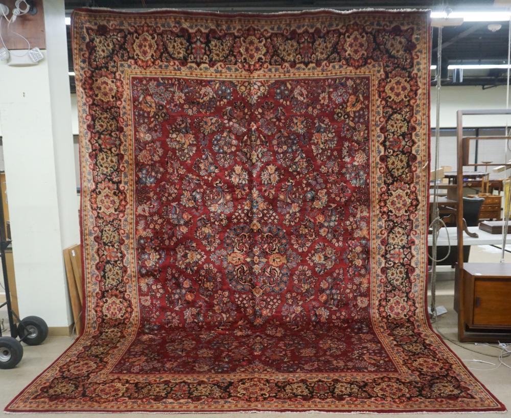 SAROUK RED GROUND RUG, 10 FT 6