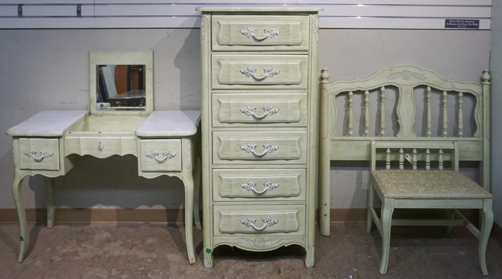 FRENCH PROVINCIAL STYLE GREEN PAINTED