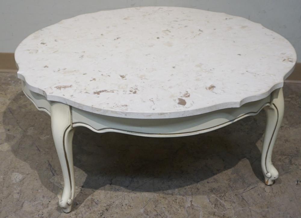 WHITE PAINTED AND MARBLE TOP FRENCH