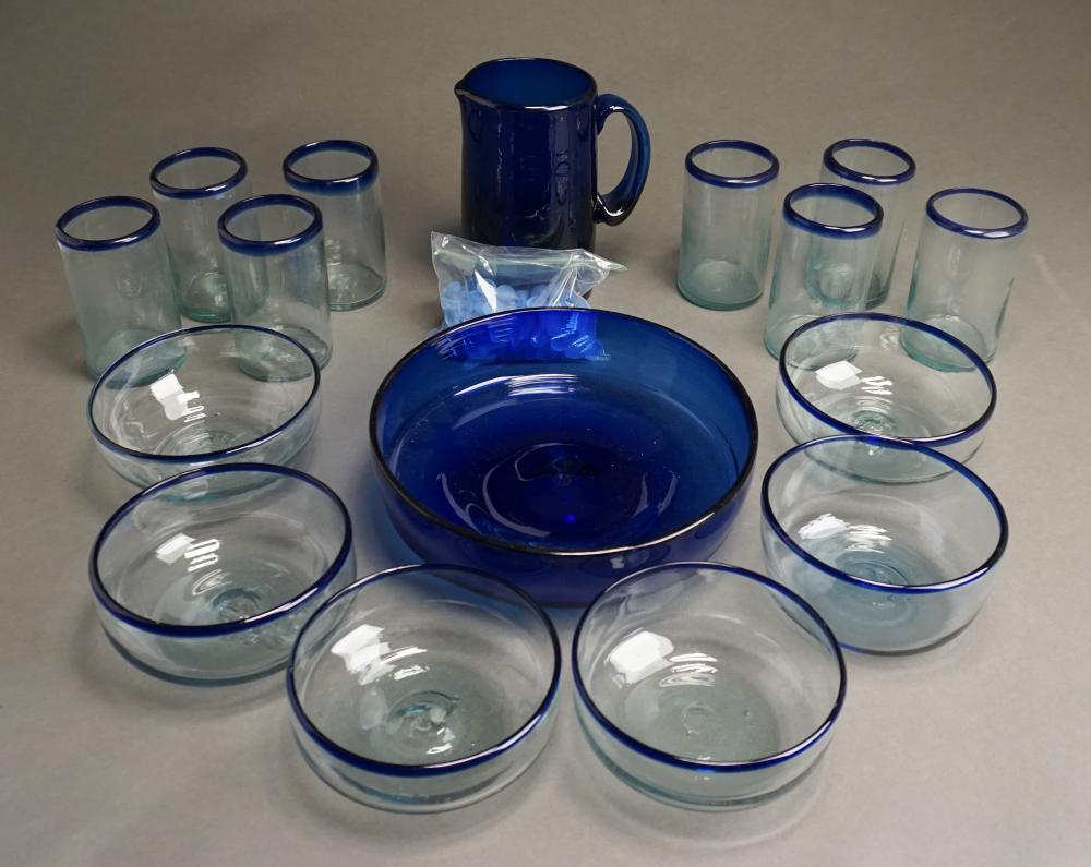 SIXTEEN MEXICAN COBALT GLASS TABLE 330457