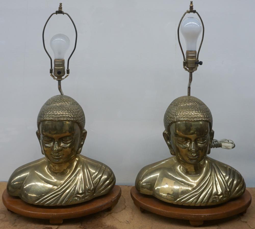 PAIR CHINESE BRONZE BUDDHA BUST