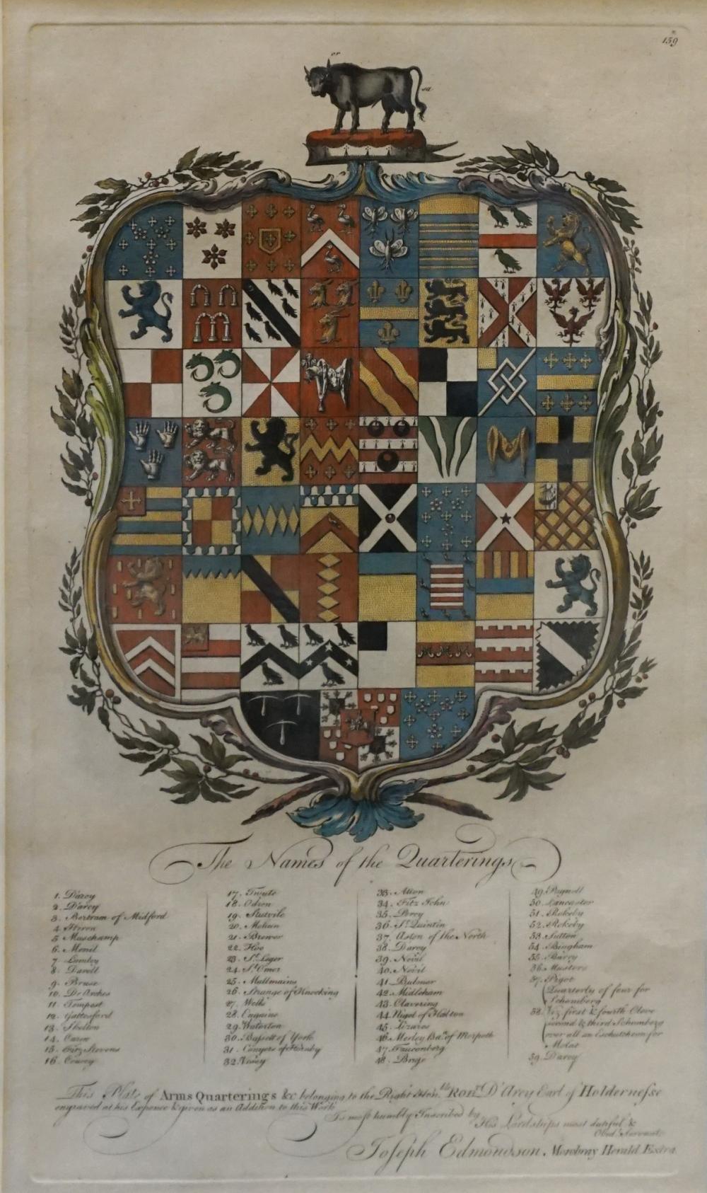 BRITISH HERALDRY CREST COLOR ETCHING 3304a5