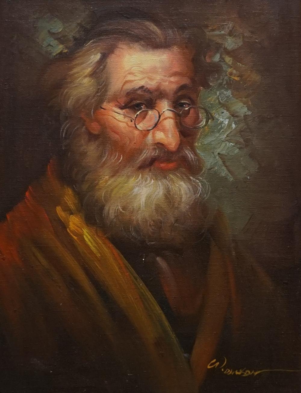 W DAWSON PORTRAIT OF RABBI OIL 3304af