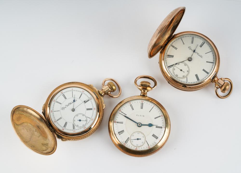 THREE ELGIN NATIONAL WATCH CO. POCKET