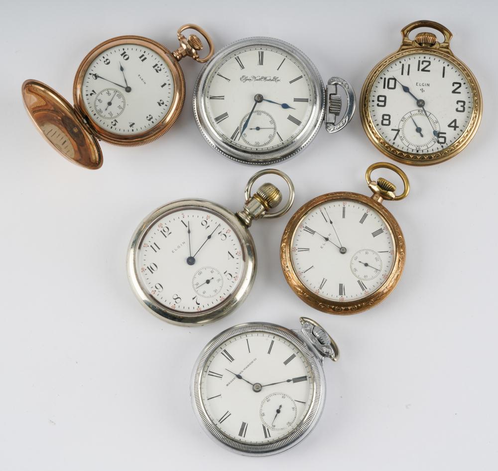 SIX ELGIN POCKET WATCHES#1 Illinois