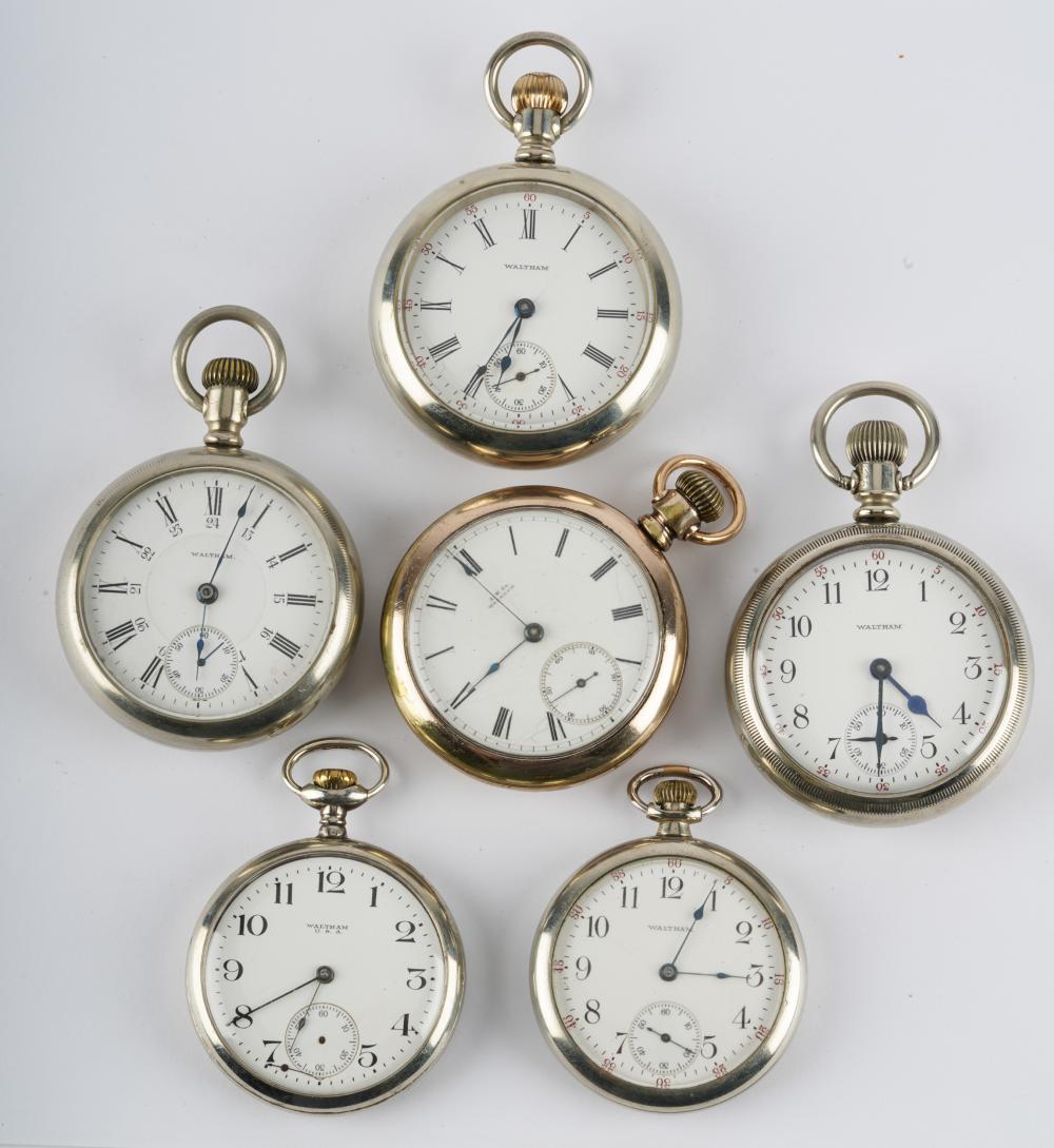 FIVE AMERICAN WALTHAM POCKET WATHCES1: