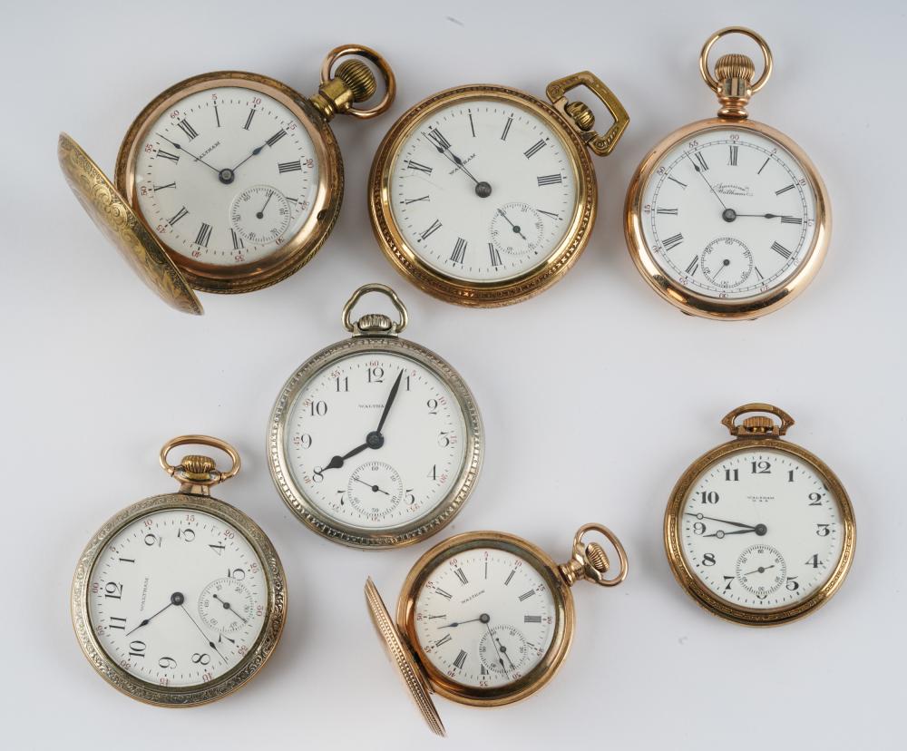 SEVEN WALTHAM WATCH CO. POCKET WATCHES1: