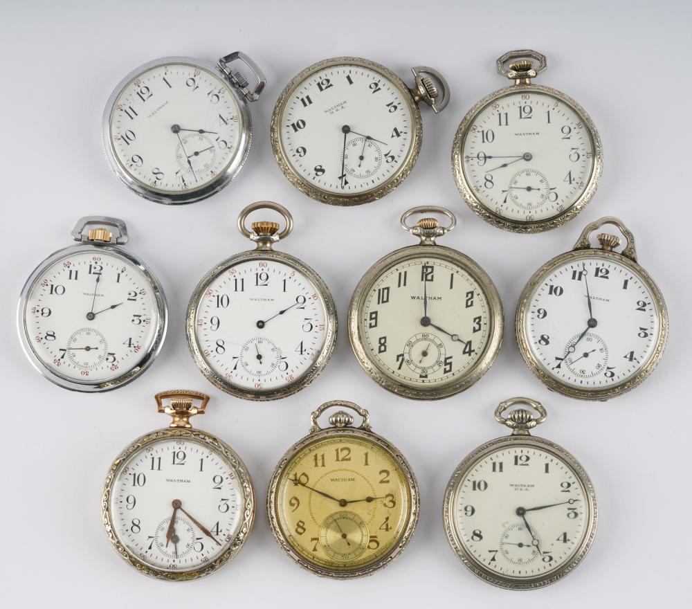 TEN AMERICAN WALTHAM POCKET WATCHES1: