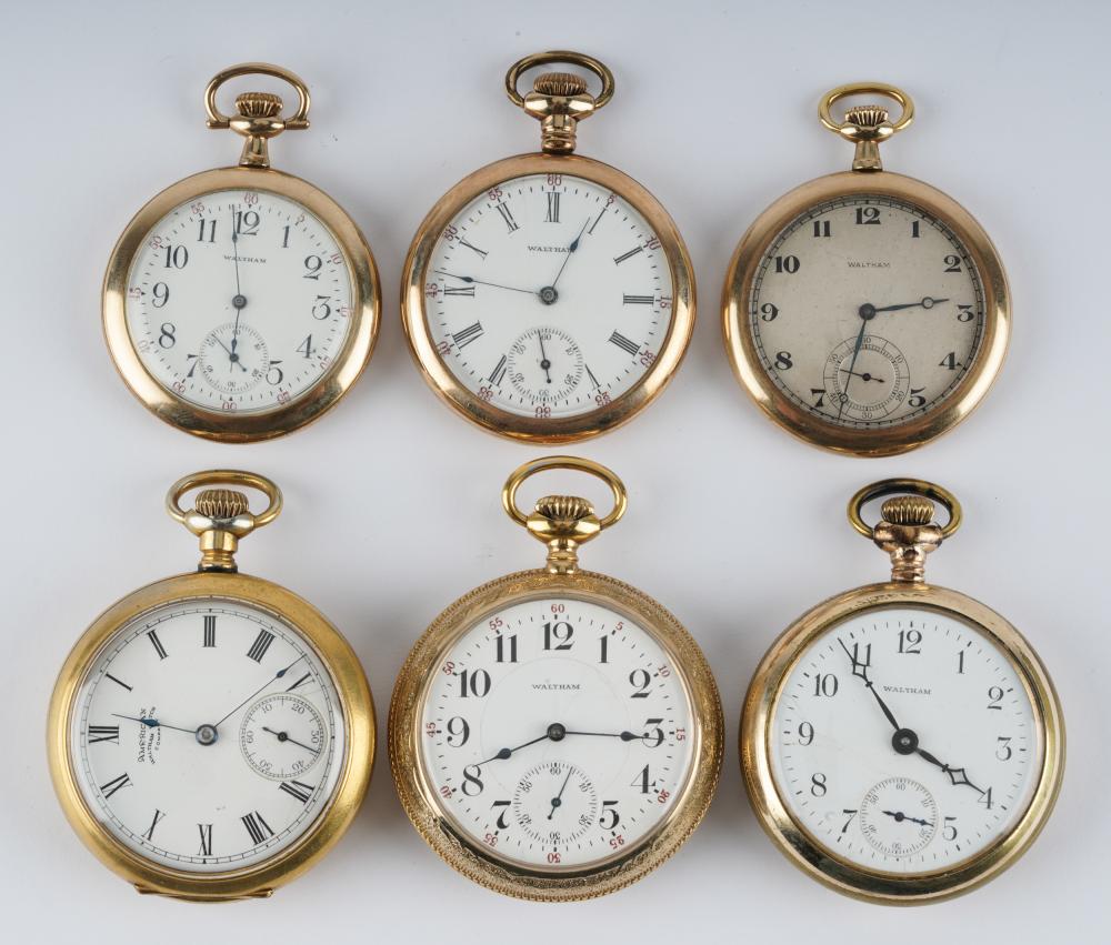 SIX WALTHAM WATCH CO. POCKET WATCHESthe