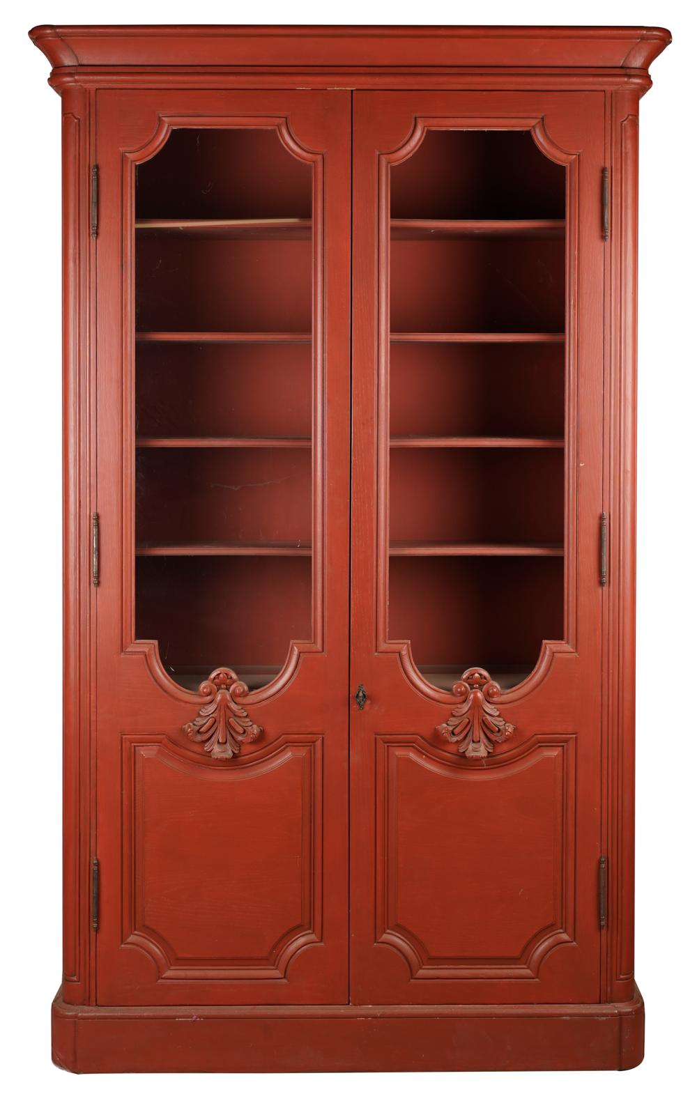 FRENCH PROVINCIAL-STYLE RED-PAINTED