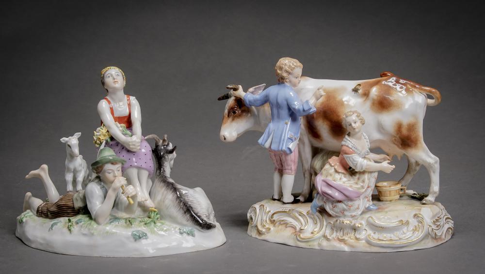 TWO MEISSEN PASTORAL FIGURAL GROUPS,
