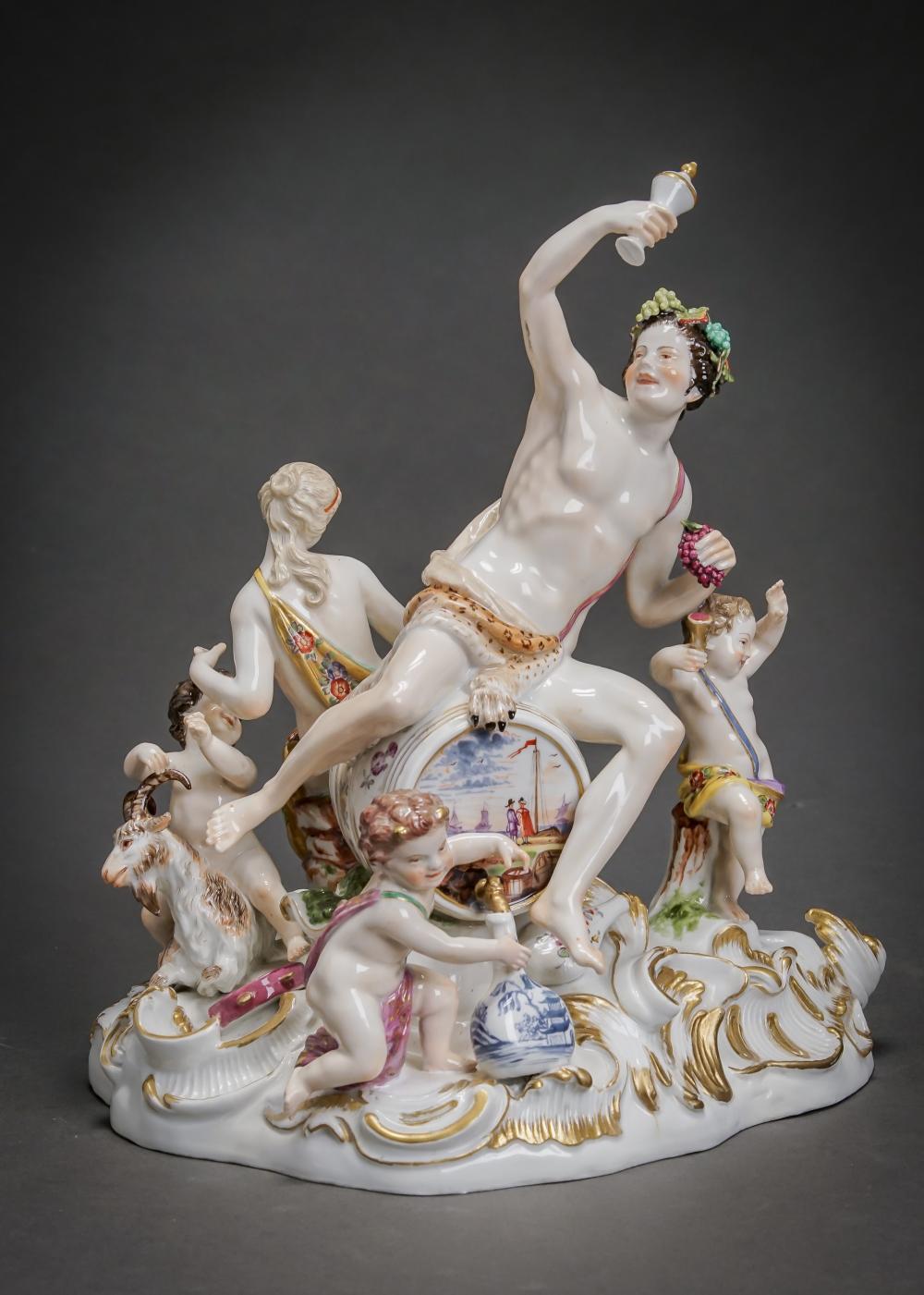 MEISSEN BACCHANALIAN FIGURAL GROUP,