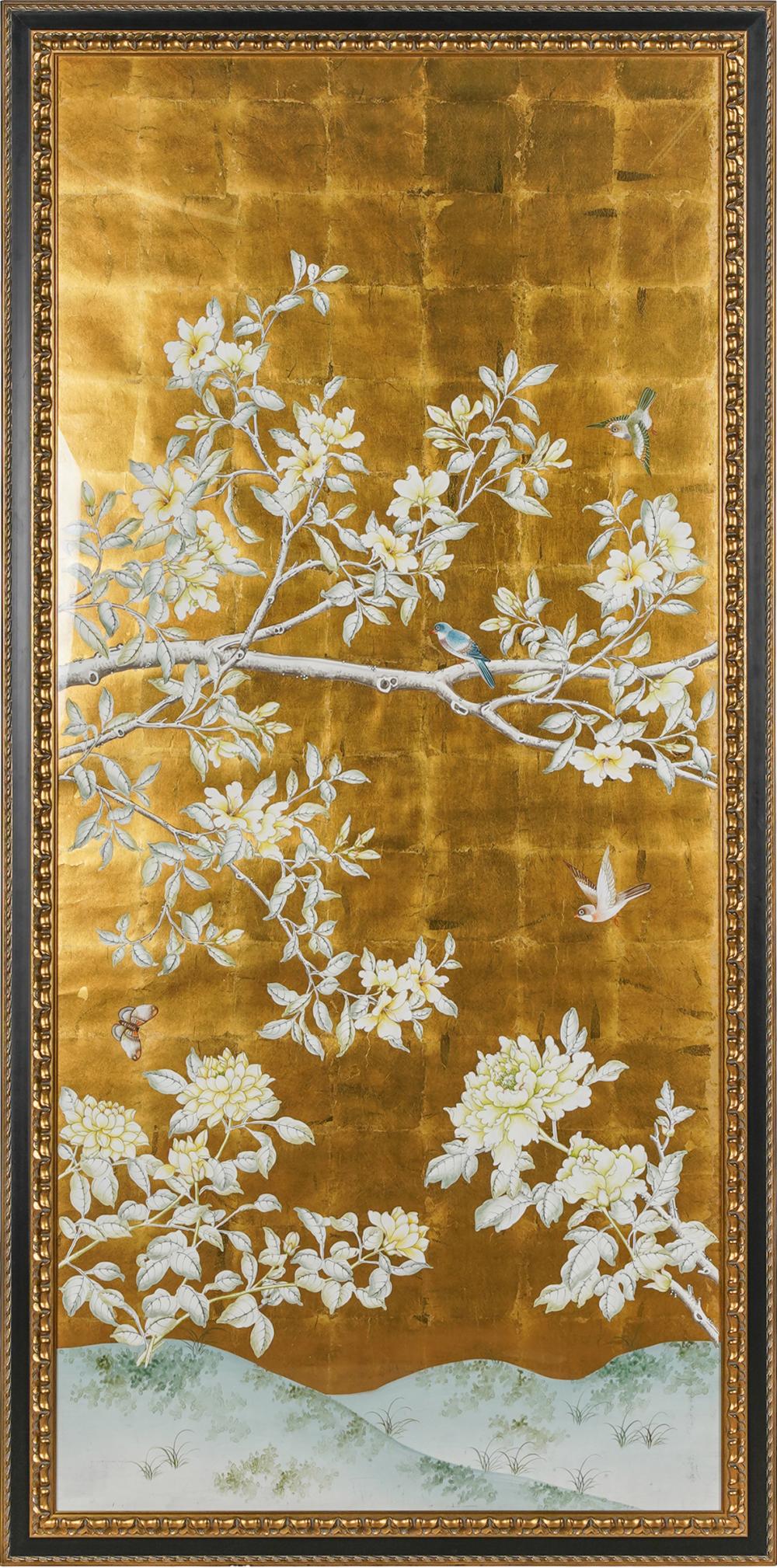 CHINOISERIE PAINTED PAPER PANELon 33061d