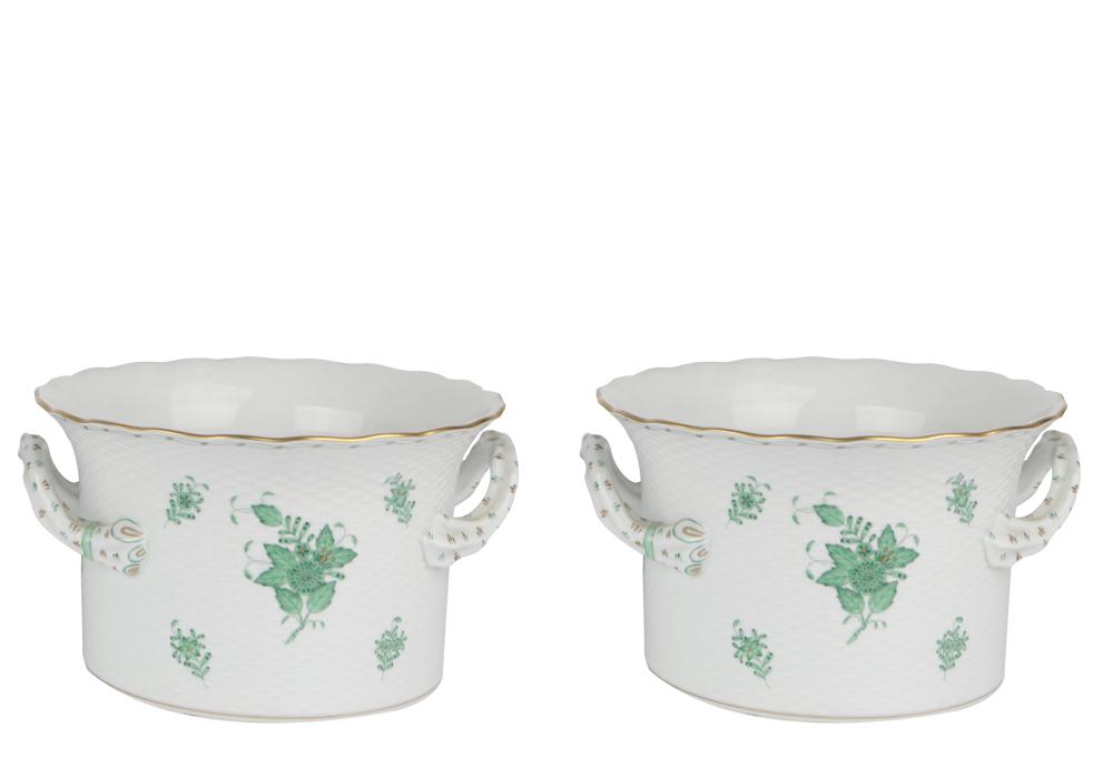 PAIR HEREND PORCELAIN CACHE POTSChinese
