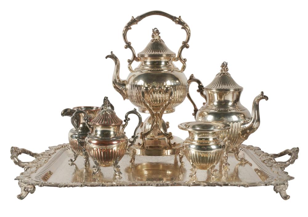 SILVER-PLATE TEA SERVICEpartially rubbed