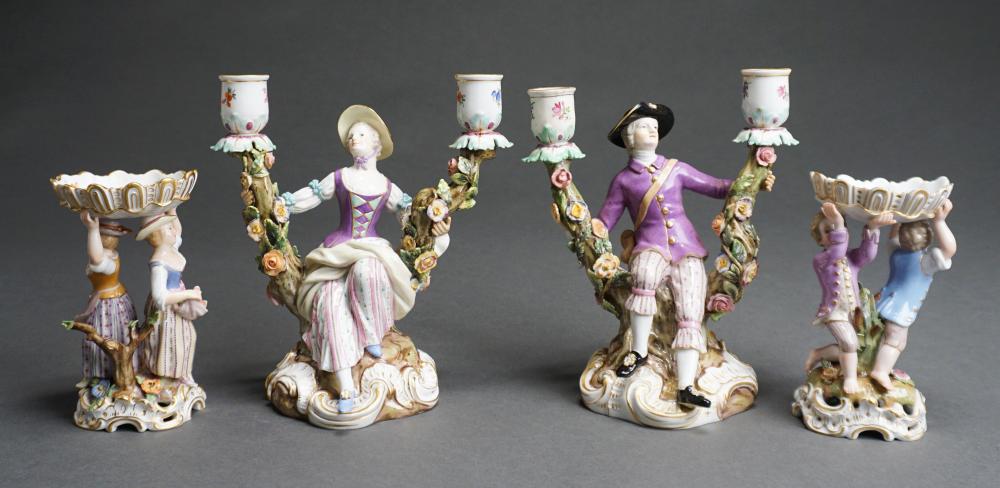 PAIR OF MEISSEN FIGURAL TWO-LIGHT