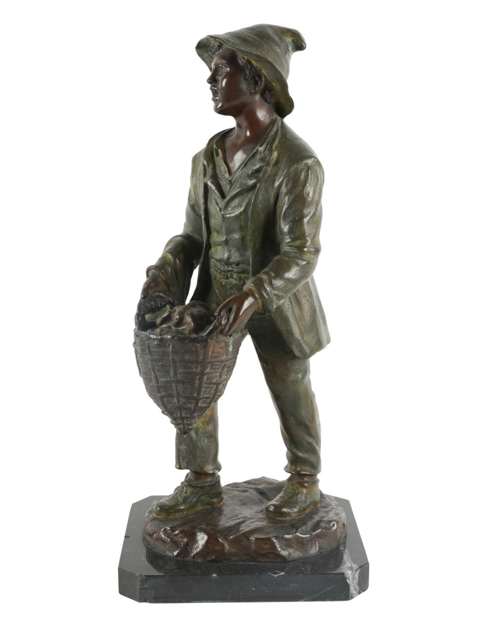 ITALIAN BRONZE FIGURE WITH BASKETsigned 330671