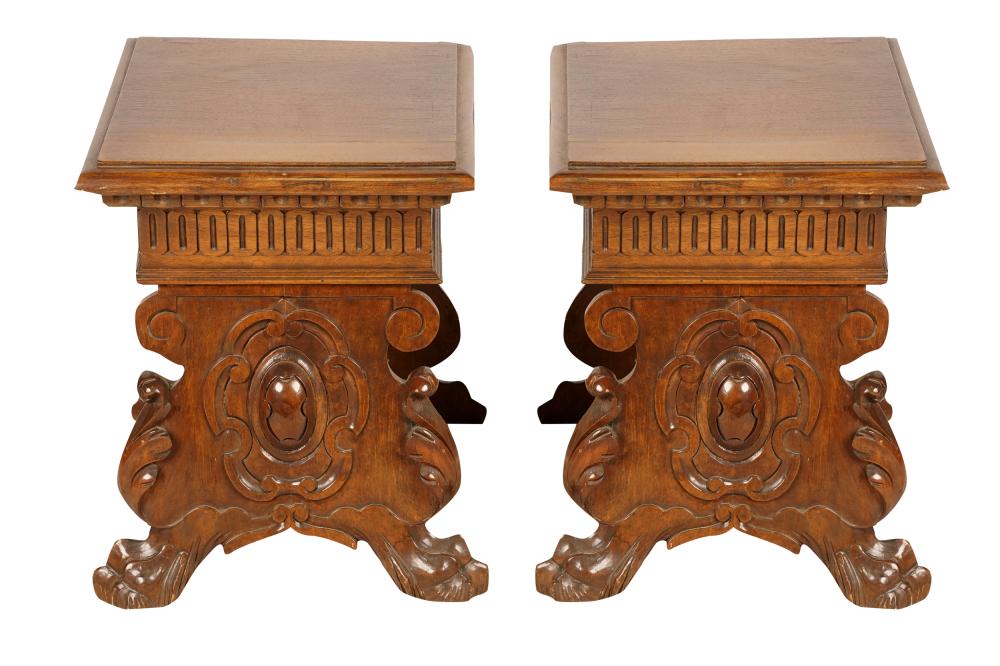 PAIR OF RENAISSANCE STYLE END TABLES20th