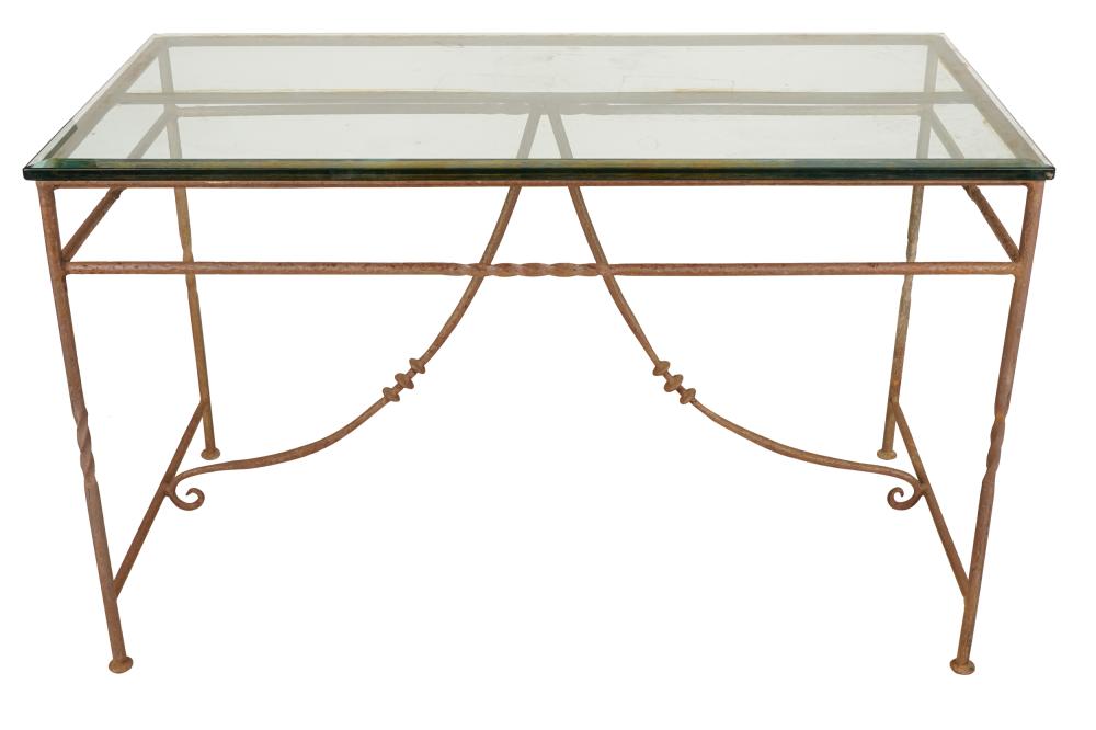 IRON & GLASS PATIO TABLEthe rectangular