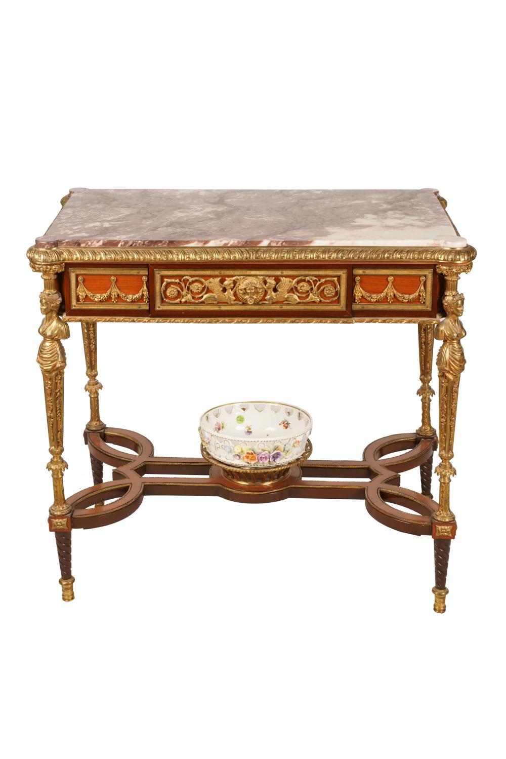 FRENCH MARBLE-TOP SIDE TABLEafter