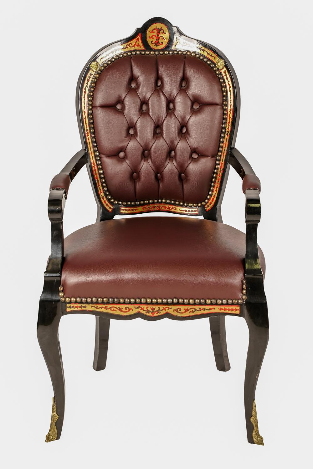BOULLE-STYLE INLAID BLACK LACQUERED