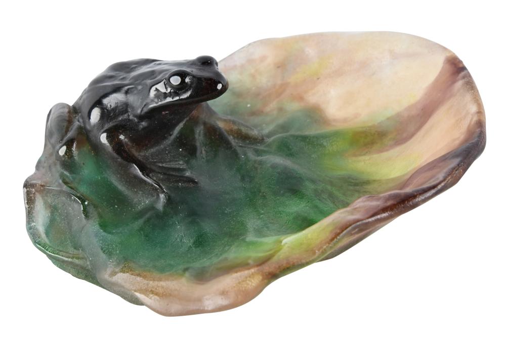 DAUM PATE DE VERRE FROG DISHsigned 332e7f