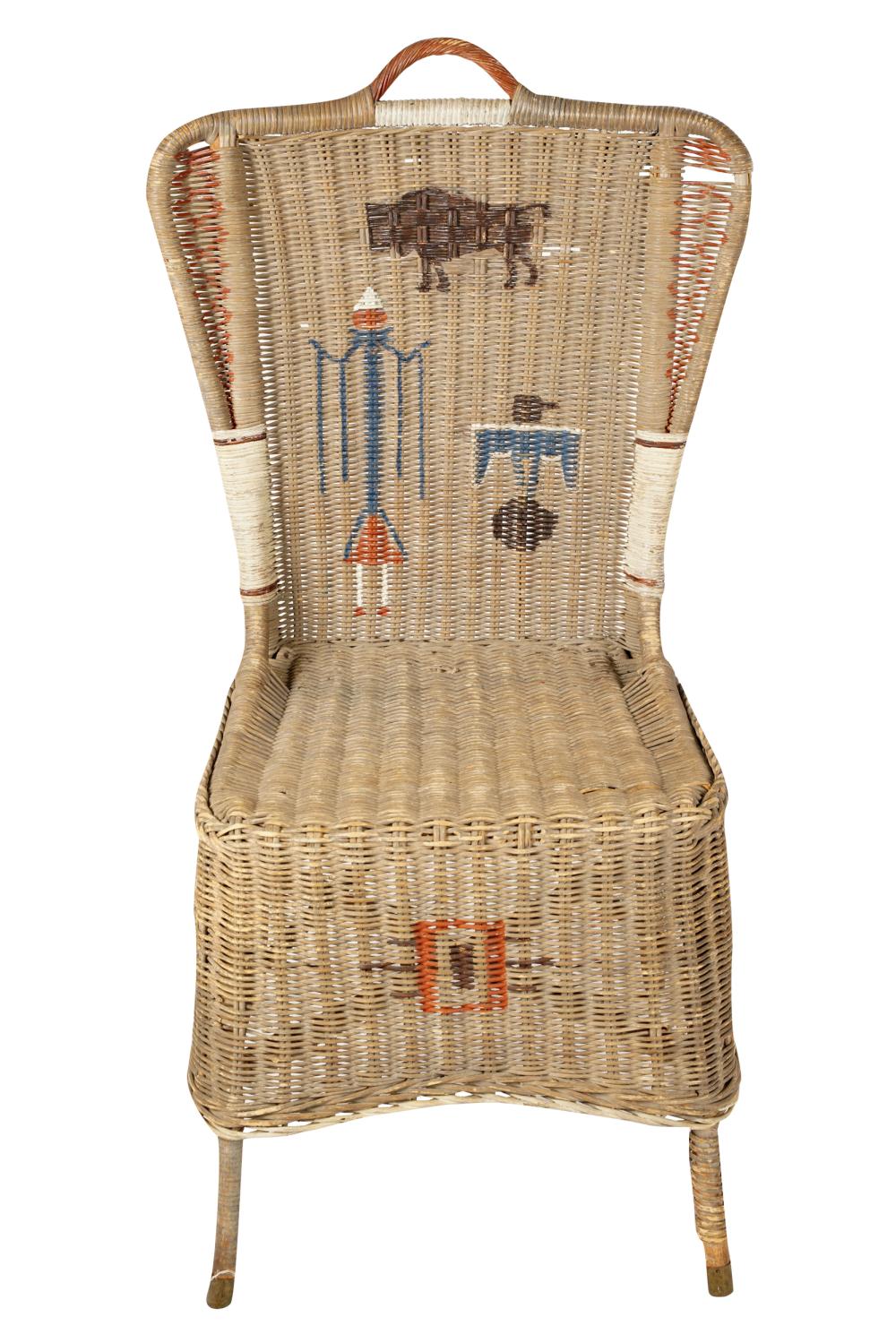 NATIVE AMERICAN STYLE PAINTED WICKER 332ec3