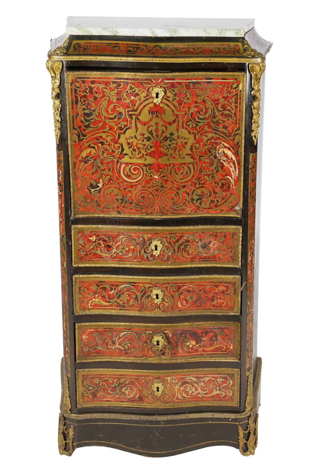 BOULLE MARQUETRY SECRETAIRE A ABATTANThaving