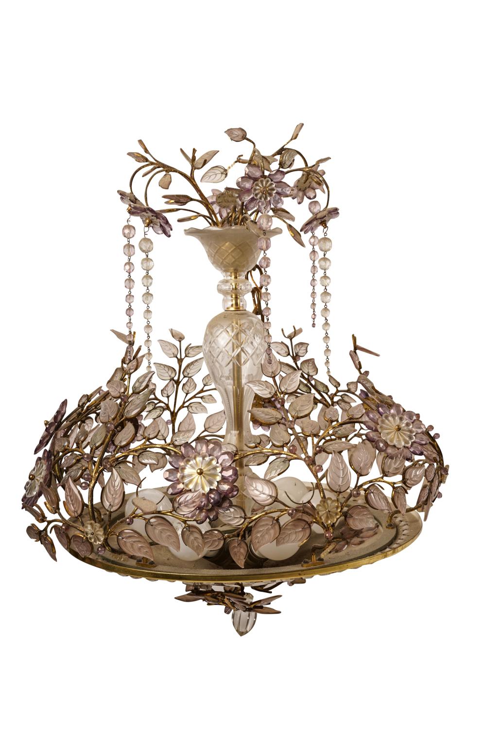 GLASS & METAL CHANDELIERwith colored