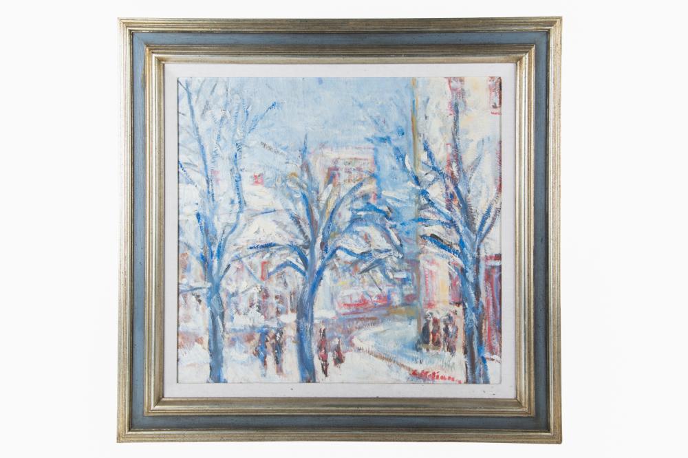 WINTER STREET SCENEoil on canvas  332eea