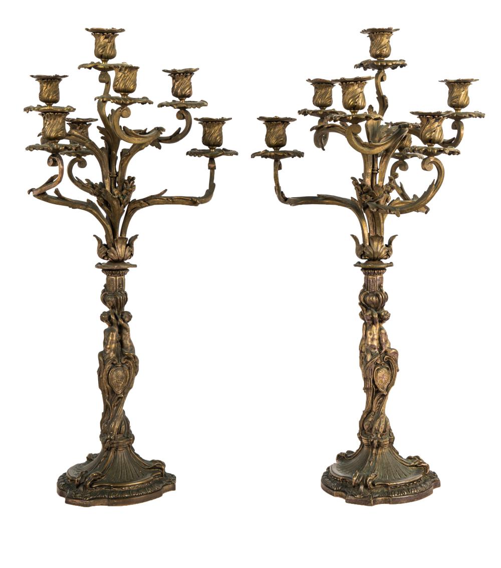 PAIR OF SILVERED BRONZE CANDELABRAwith 332ee4