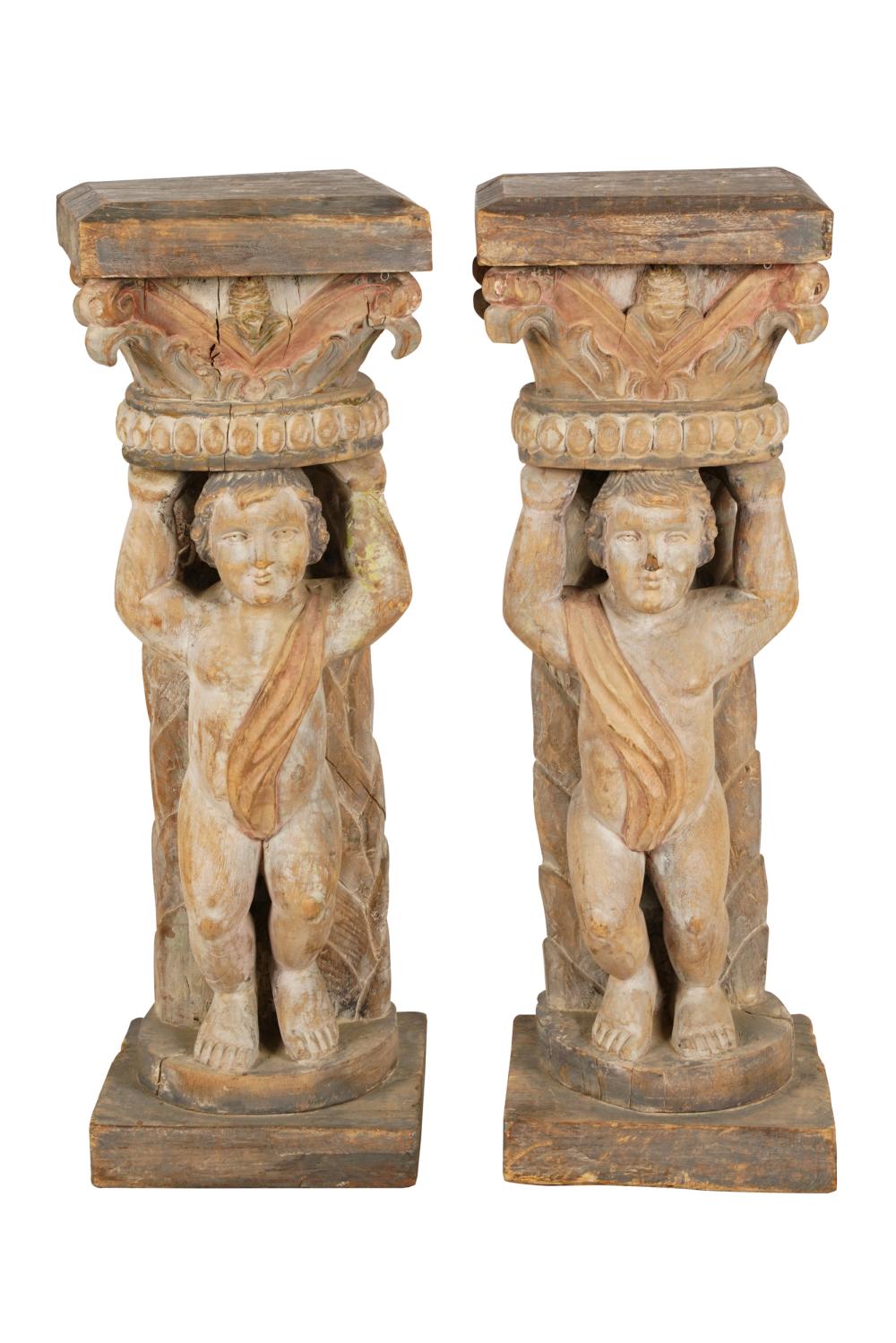 PAIR OF FIGURAL PEDESTALSbleached 332f34