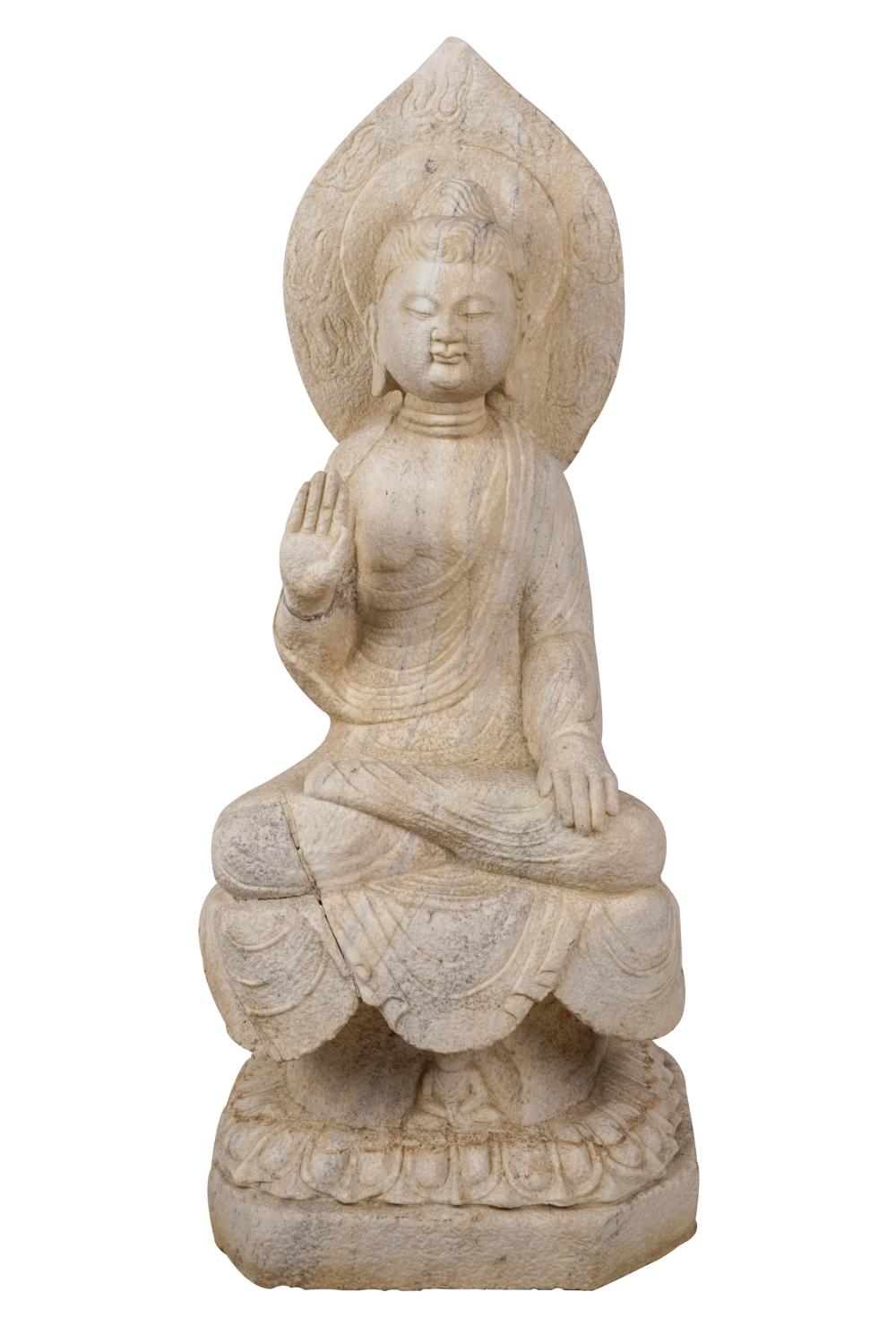 STONE SEATED CHINESE BUDDHA FIGURECondition  332f4d