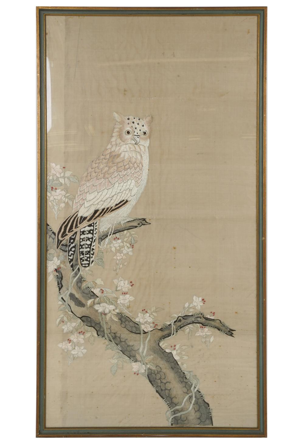 JAPANESE SILK EMBROIDERY PANELdepicting