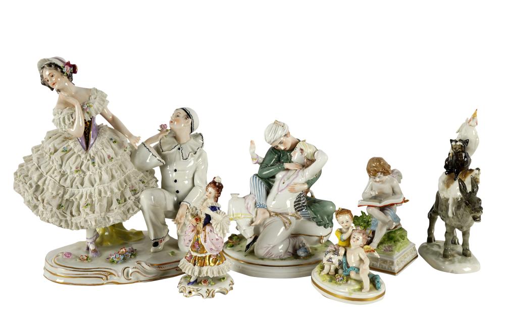 LOT OF CONTINENTAL PORCELAIN FIGUREScomprising 332f88