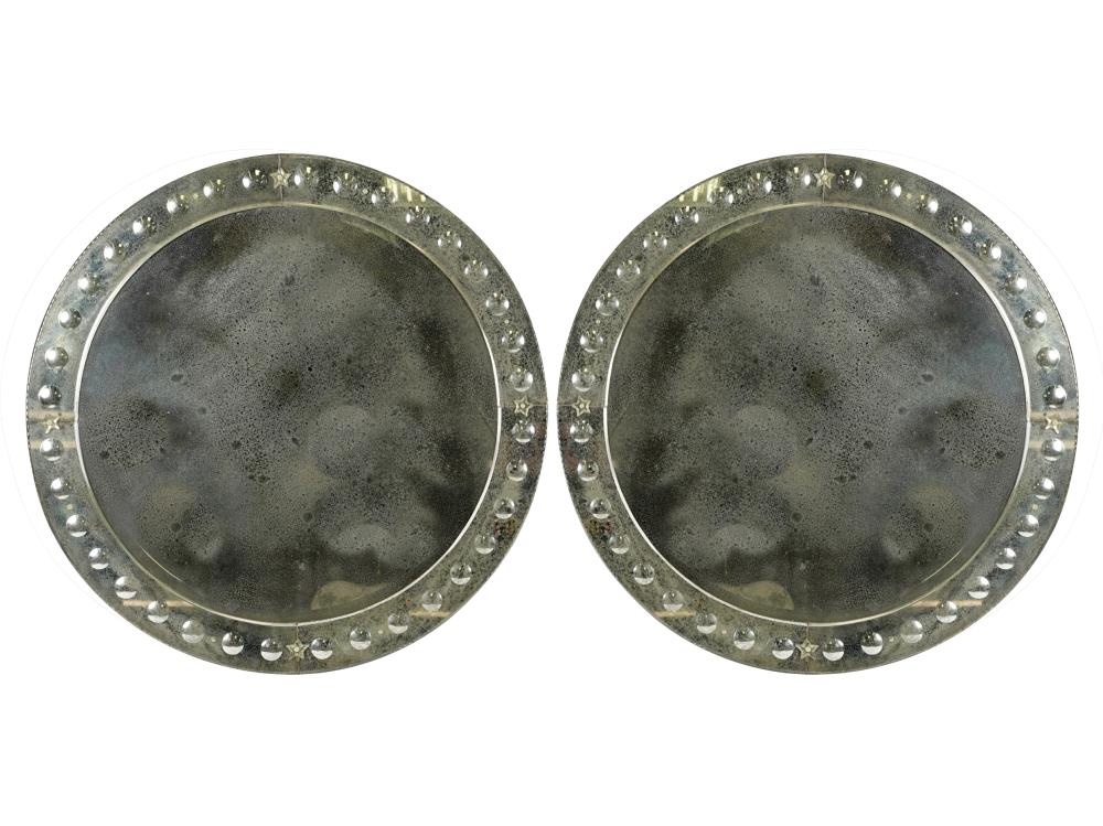 PAIR OF ROUND WALL MIRRORSeach 332f8c