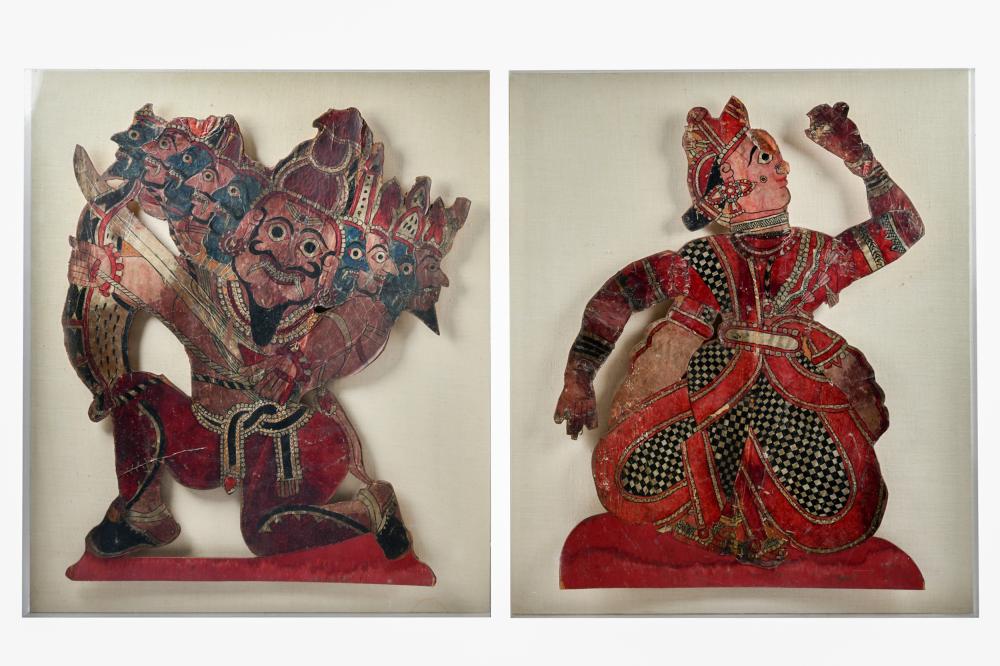 PAIR OF EASTERN ASIAN FIGURAL PANELSpainted