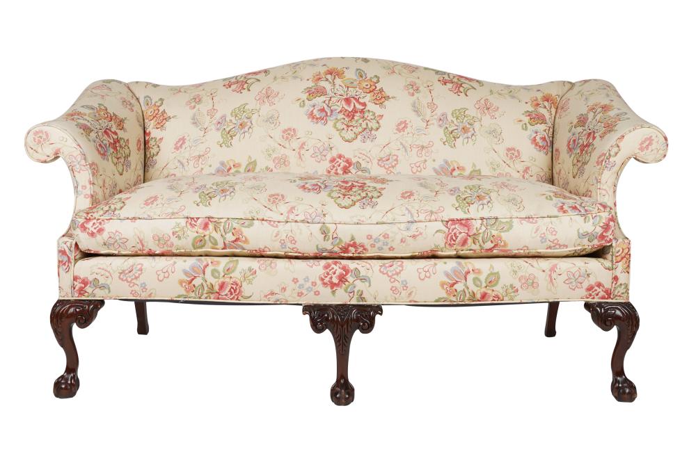 CHIPPENDALE STYLE FLORAL UPHOLSTERED 332fbb