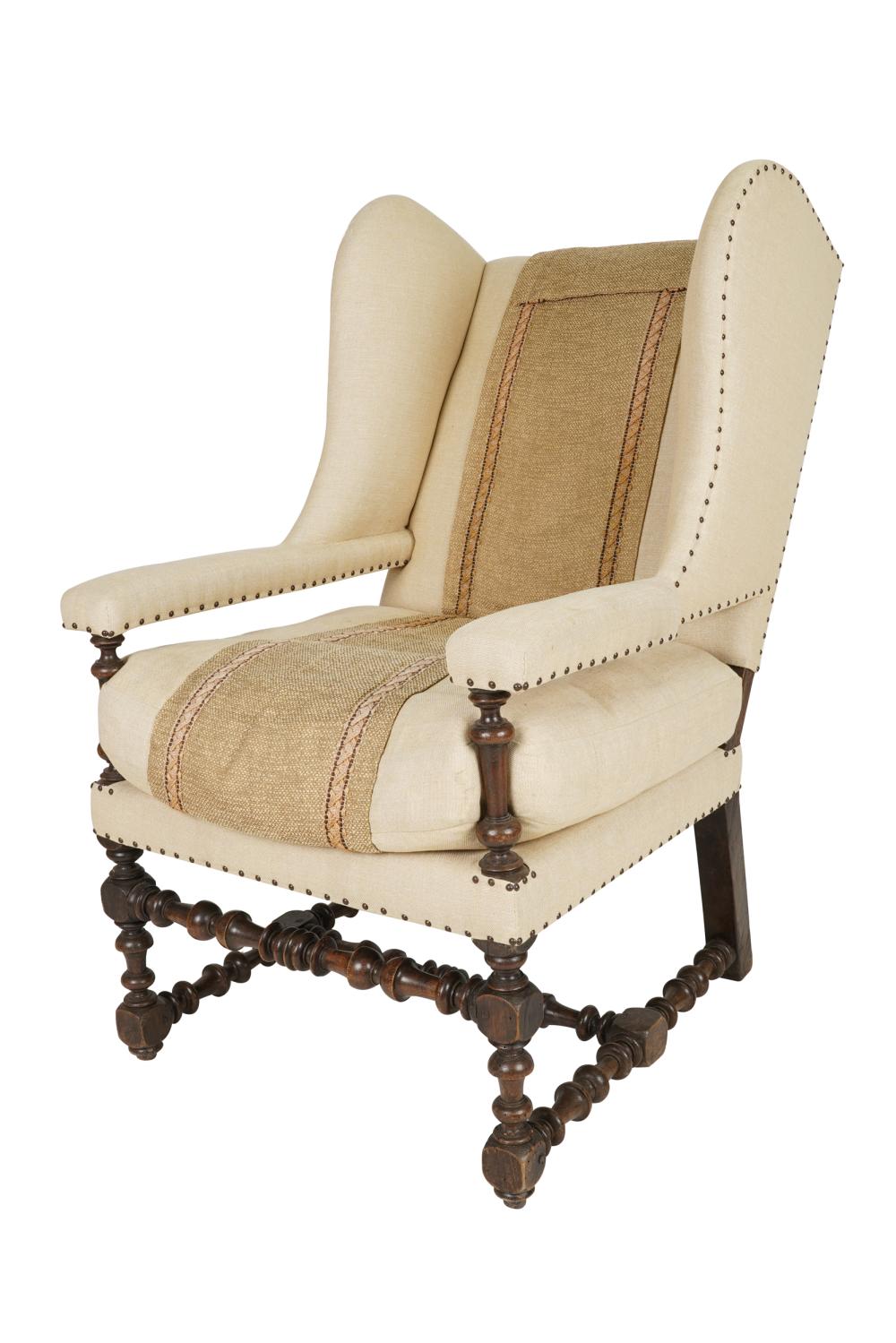 JACOBEAN STYLE WALNUT WING CHAIRwith 332fd8
