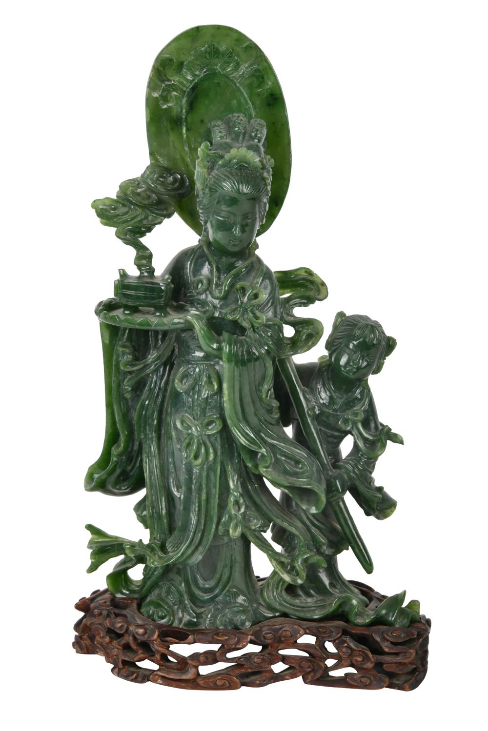 CHINESE CARVED STONE FIGURAL GROUPon