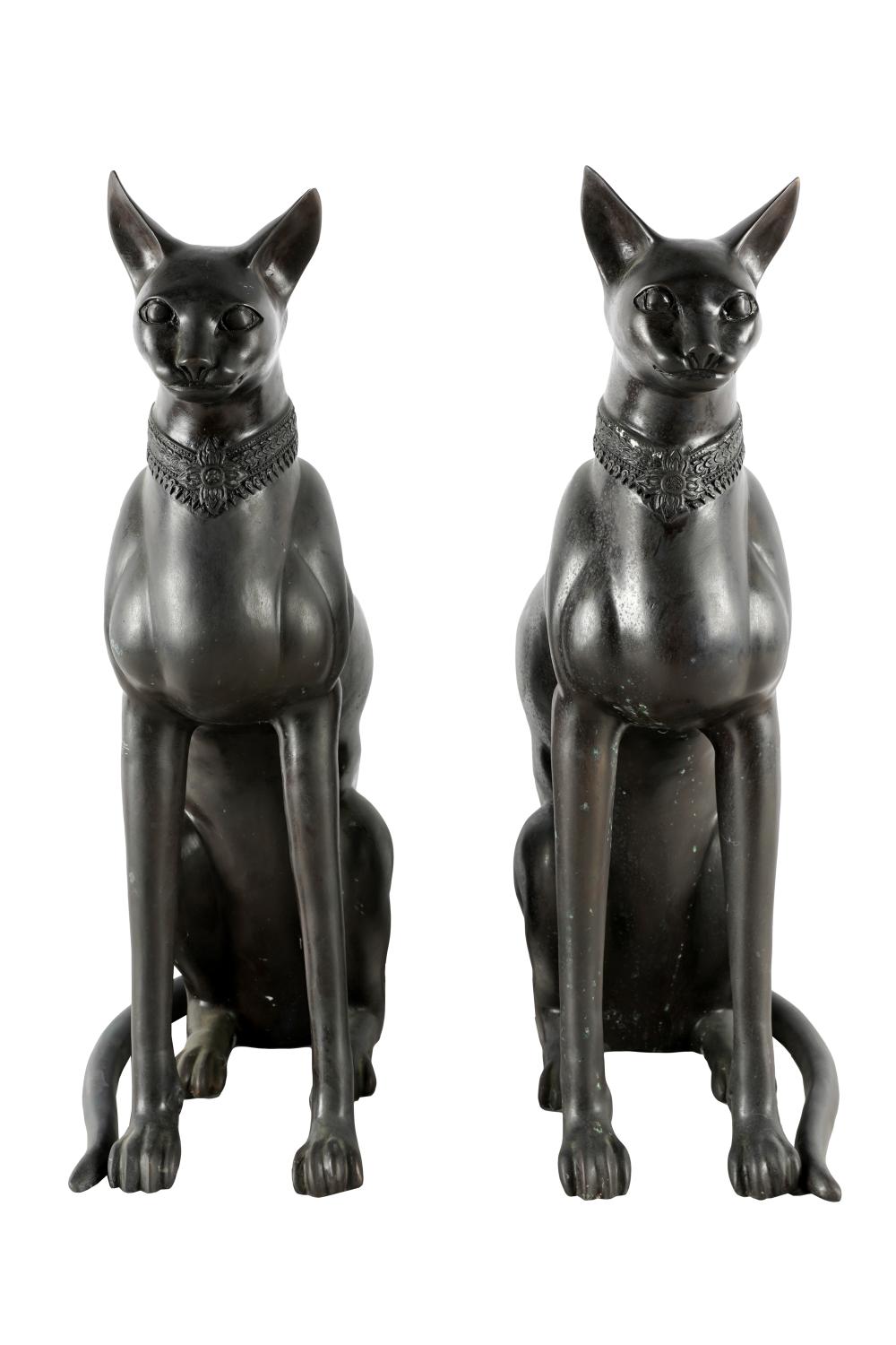 PAIR OF EGYPTIAN-STYLE BRONZE CATSunmarked,