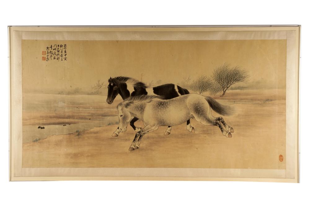 JAPANESE SCROLL PAINTING HORSES 333024