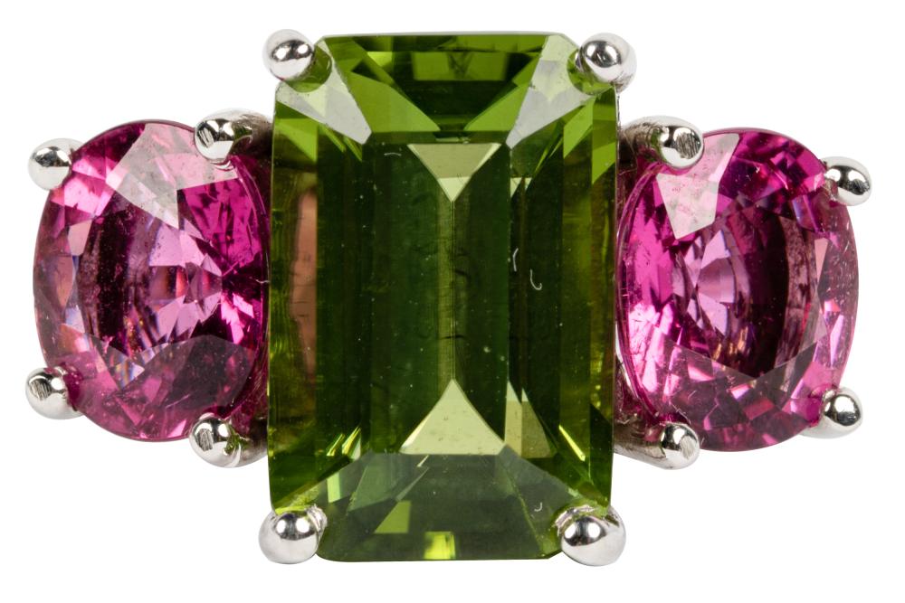 18 KARAT WHITE GOLD, PERIDOT, &