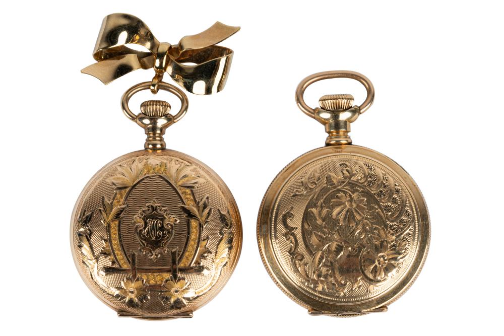 TWO ASSORTED HEAVY GOLDPLATE POCKETWATCHESthe