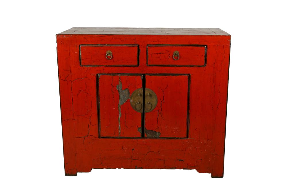 CHINESE-STYLE RED LACQUERED CABINETwith