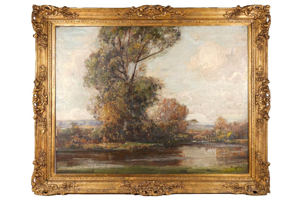 RIVER LANDSCAPEoil on canvas signed 3330ab