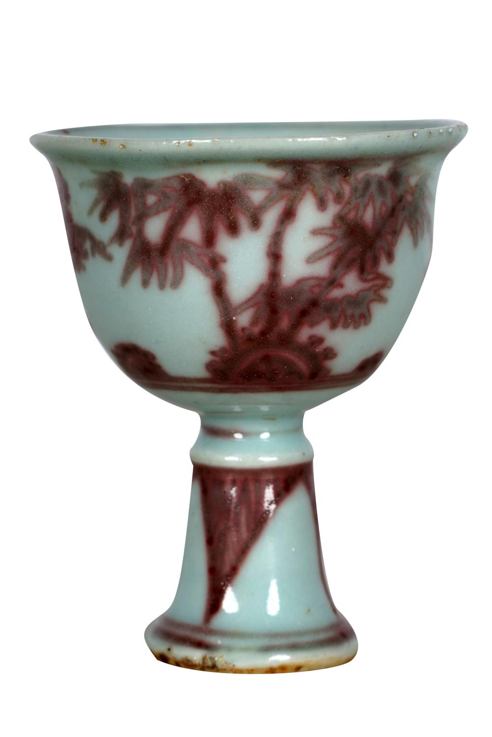 CHINSE RED & WHITE PORCELAIN FOOTED