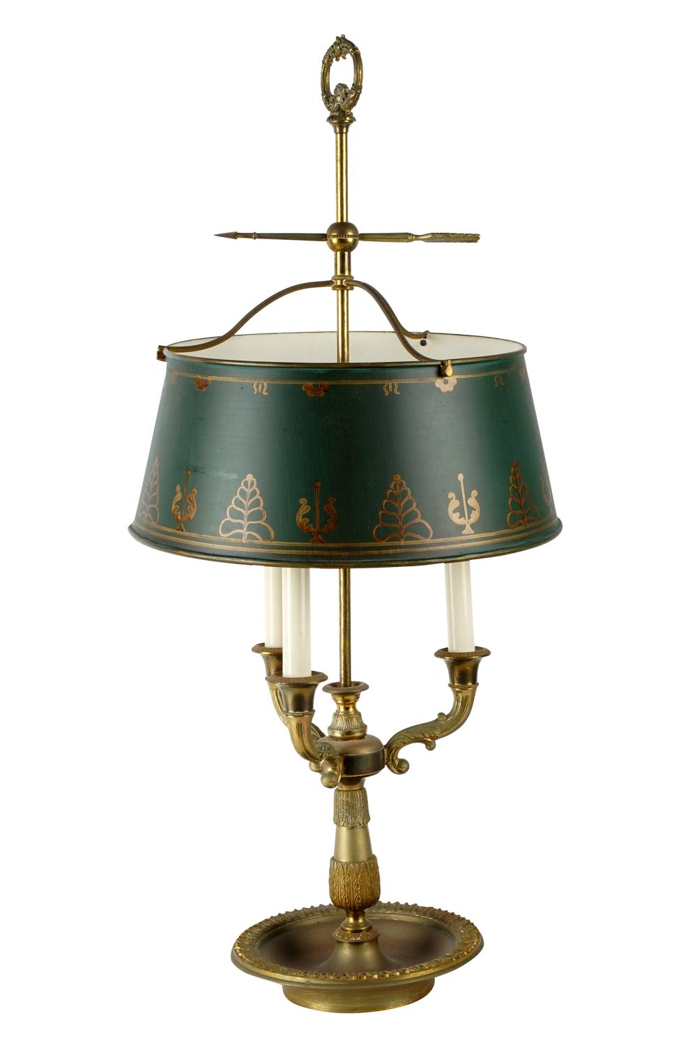 BRASS BOUILLOTTE LAMPwith green and