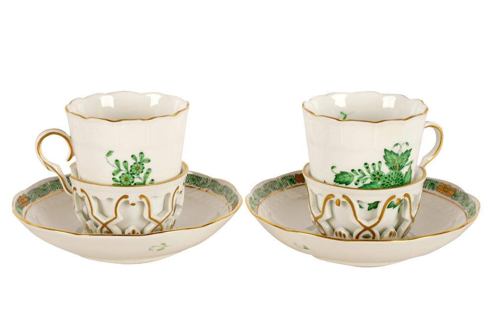PAIR OF HEREND PORCELAIN CUPS &