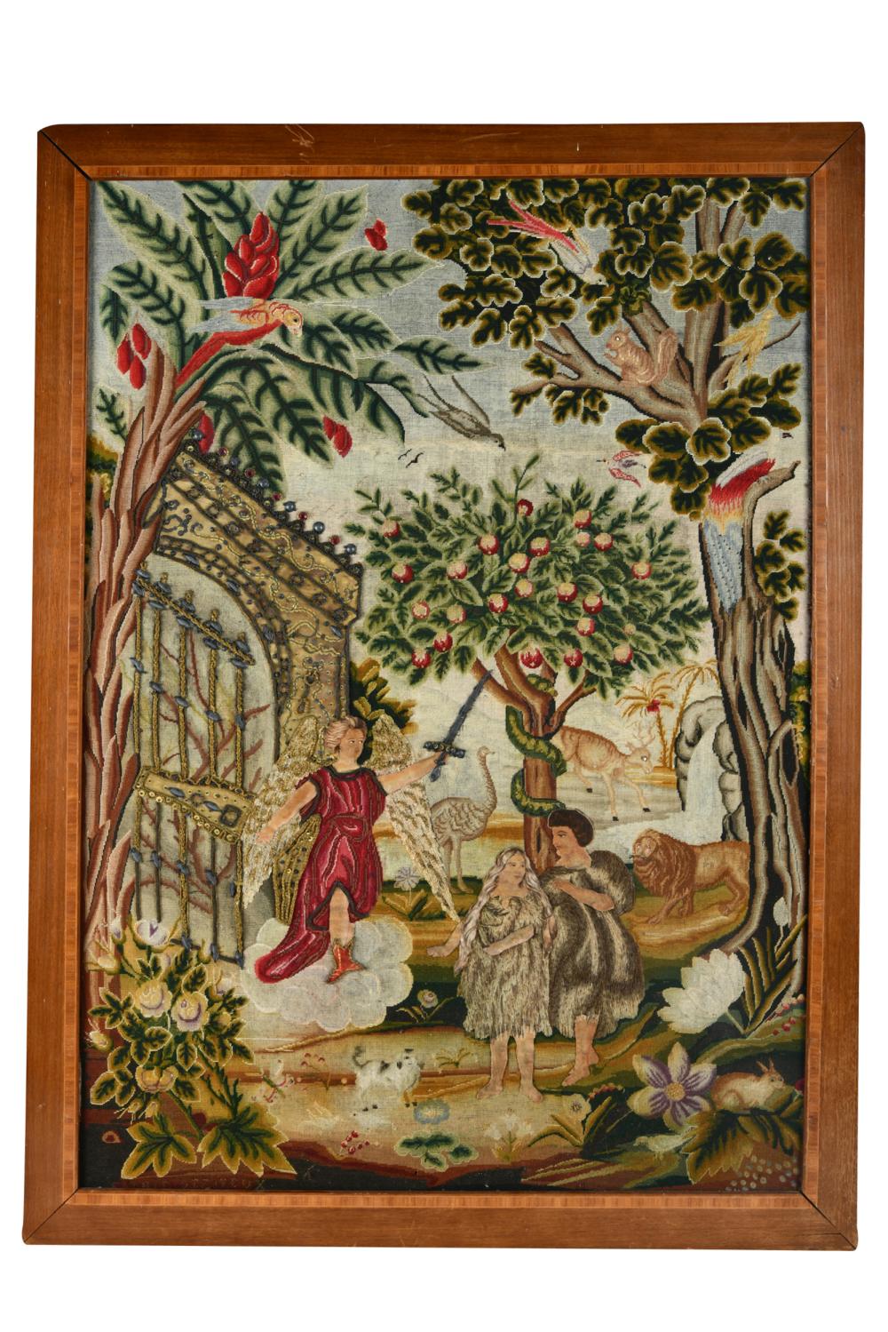 FRAMED NEEDLEWORK PANELdepicting